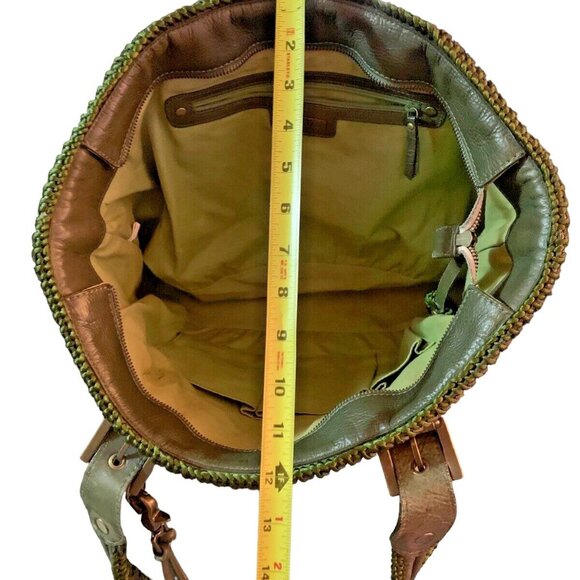 ISABELLA FIORE TUCK DELUX WEAVED PINECONE TASSELED TOTE HANDBAG PURSE GREEN - Picture 12 of 13